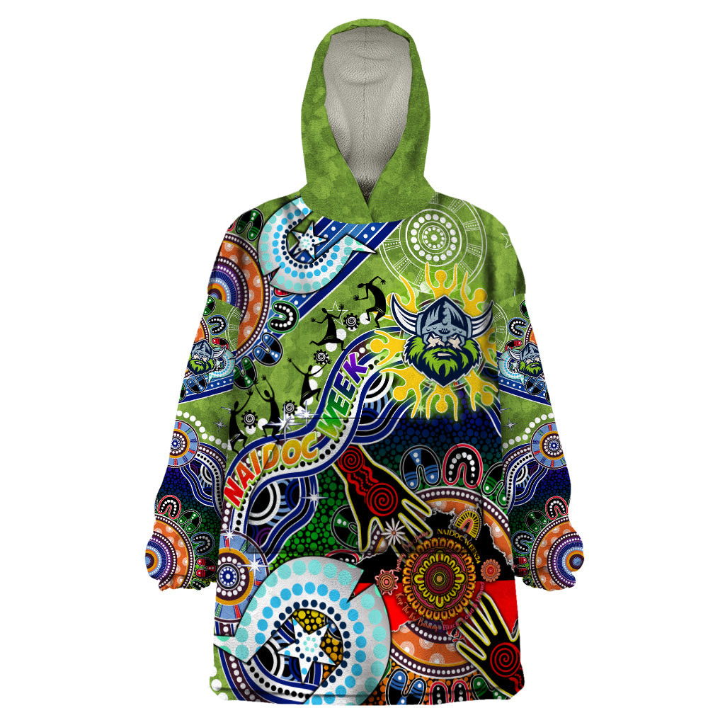 Personalised Raiders NAIDOC Week 2024 Wearable Blanket Hoodie Australia Aboriginal Dot Painting - Vibe Hoodie Shop