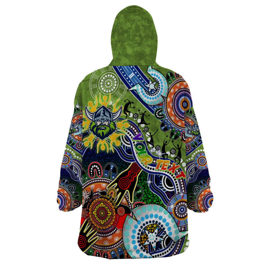 Personalised Raiders NAIDOC Week 2024 Wearable Blanket Hoodie Australia Aboriginal Dot Painting - Vibe Hoodie Shop