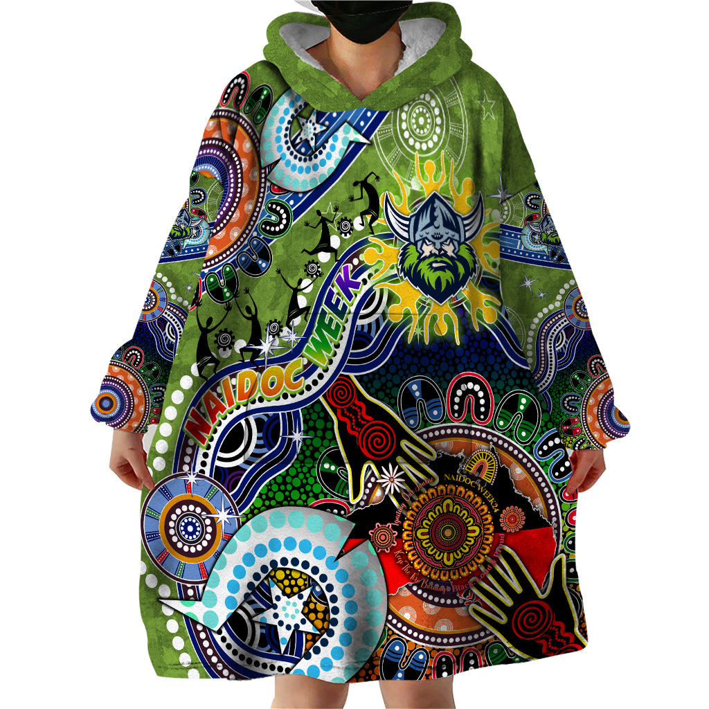 Personalised Raiders NAIDOC Week 2024 Wearable Blanket Hoodie Australia Aboriginal Dot Painting - Vibe Hoodie Shop