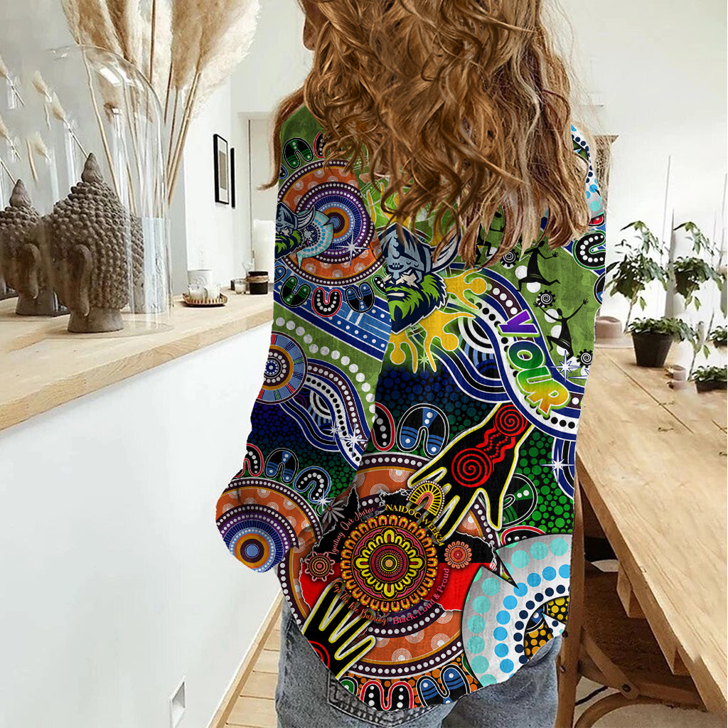 Personalised Raiders NAIDOC Week 2024 Women Casual Shirt Australia Aboriginal Dot Painting - Vibe Hoodie Shop