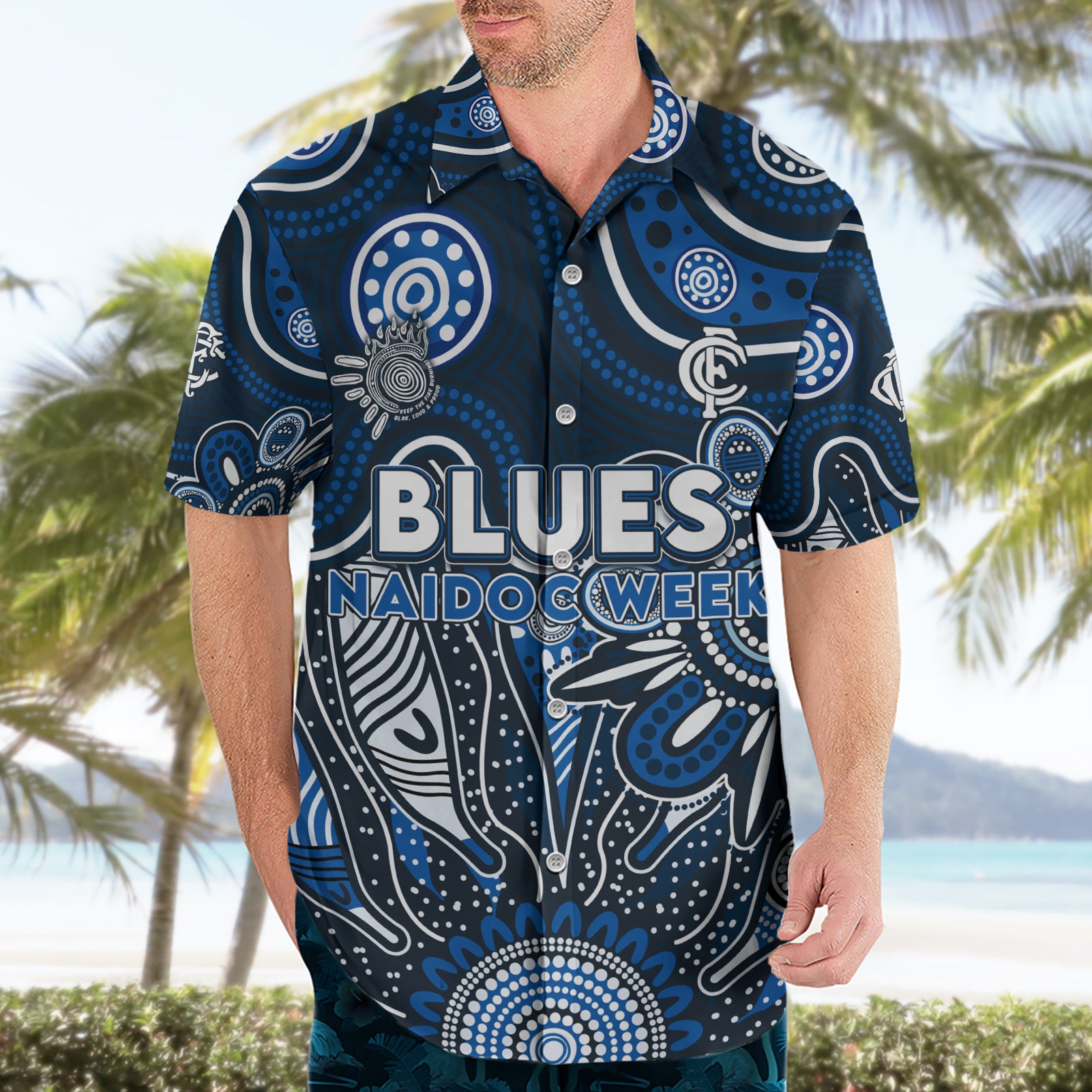 Personalised Blues NAIDOC Week 2024 Hawaiian Shirt Aussie Aboriginal Art - Vibe Hoodie Shop