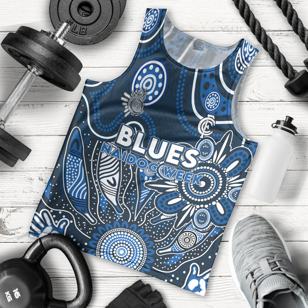 Personalised Blues NAIDOC Week 2024 Men Tank Top Aussie Aboriginal Art - Vibe Hoodie Shop