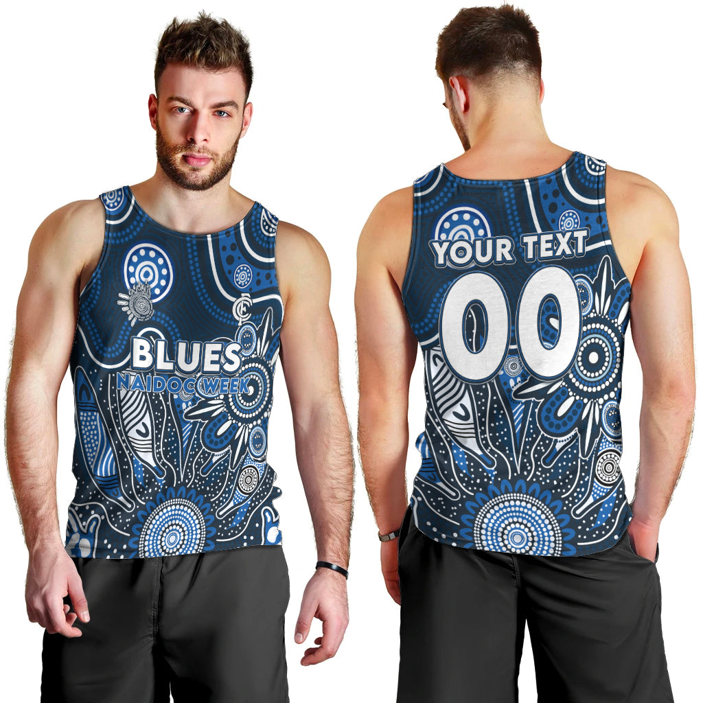 Personalised Blues NAIDOC Week 2024 Men Tank Top Aussie Aboriginal Art - Vibe Hoodie Shop