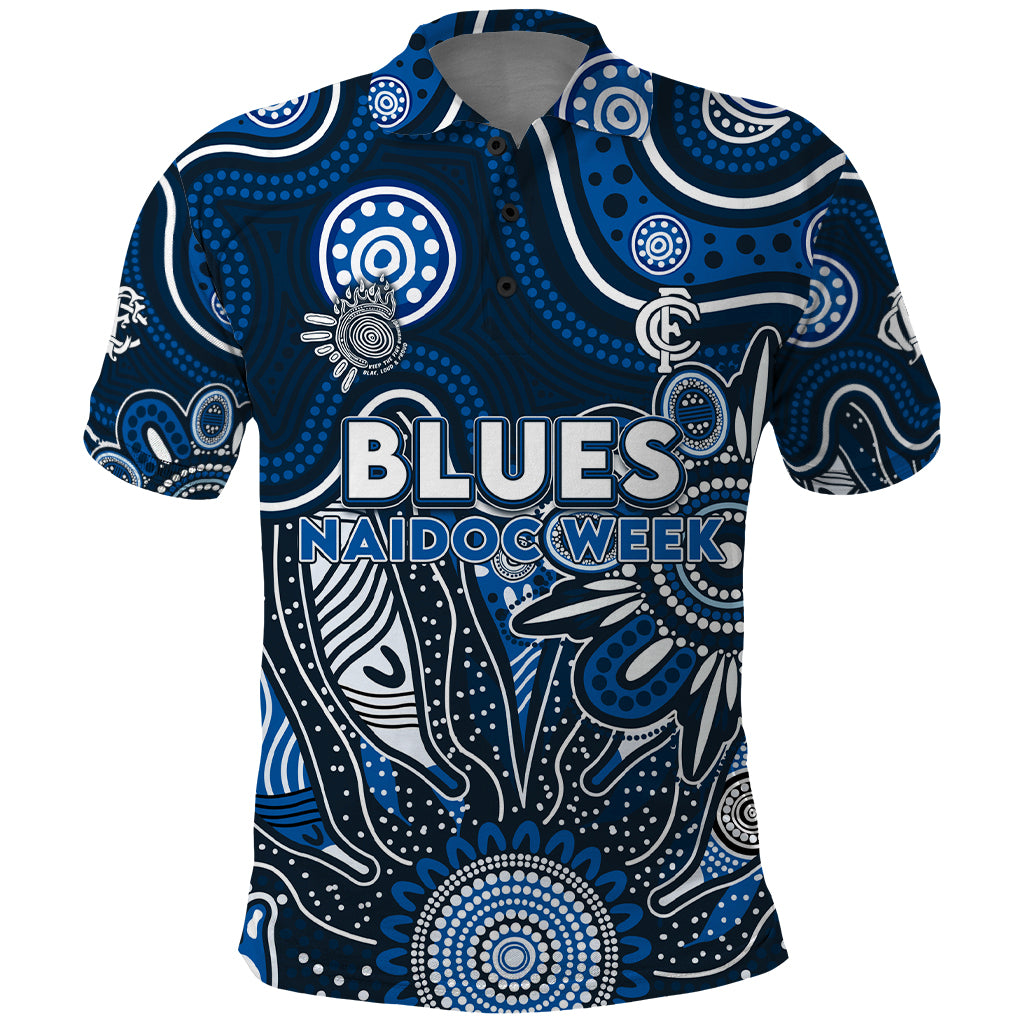 Personalised Blues NAIDOC Week 2024 Polo Shirt Aussie Aboriginal Art - Vibe Hoodie Shop