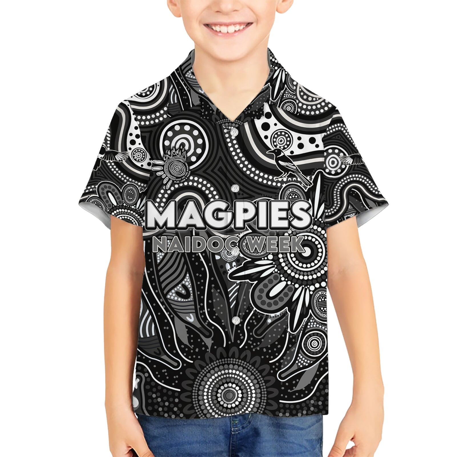 Personalised Magpies NAIDOC Week 2024 Hawaiian Shirt Aussie Aboriginal Art - Vibe Hoodie Shop