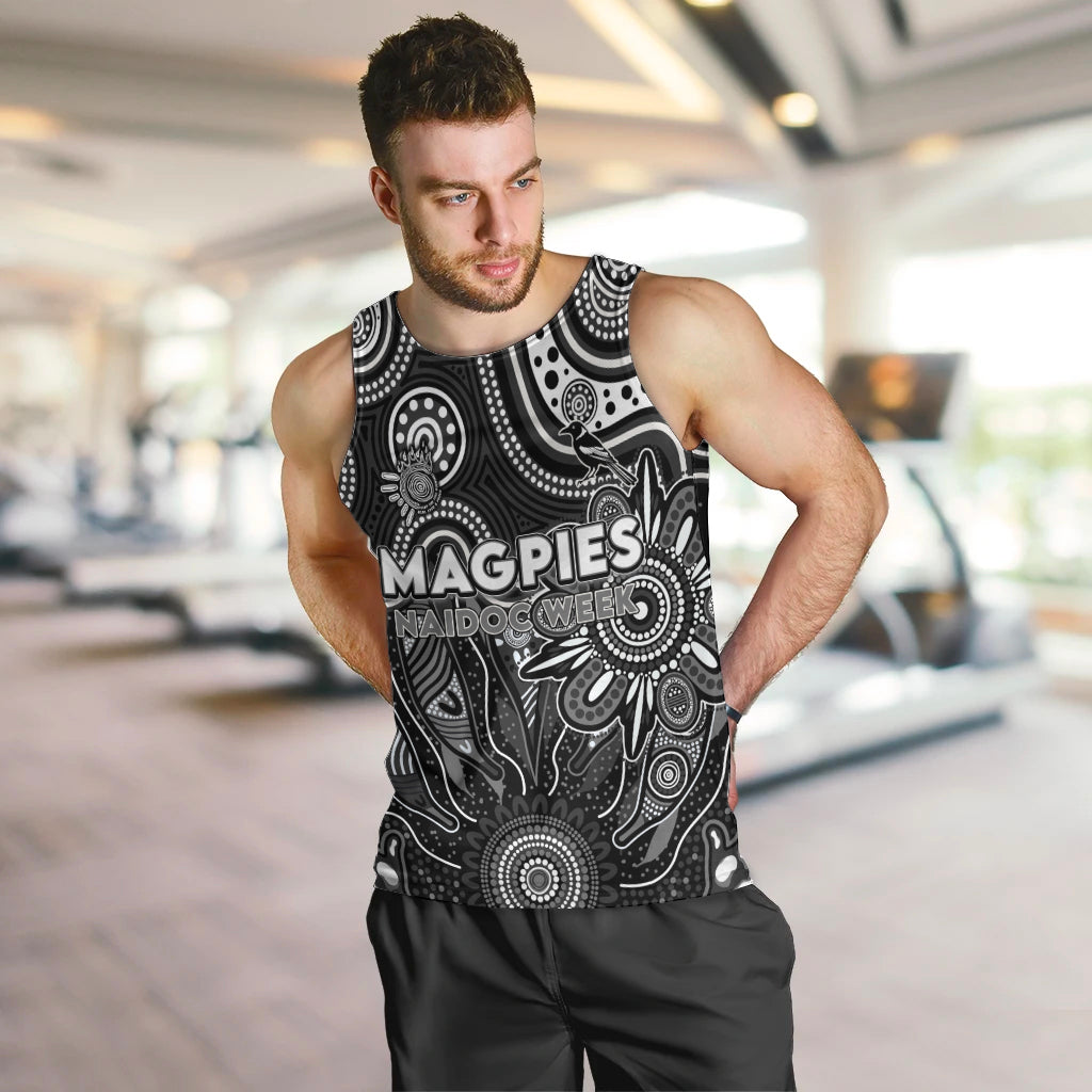 Personalised Magpies NAIDOC Week 2024 Men Tank Top Aussie Aboriginal Art - Vibe Hoodie Shop