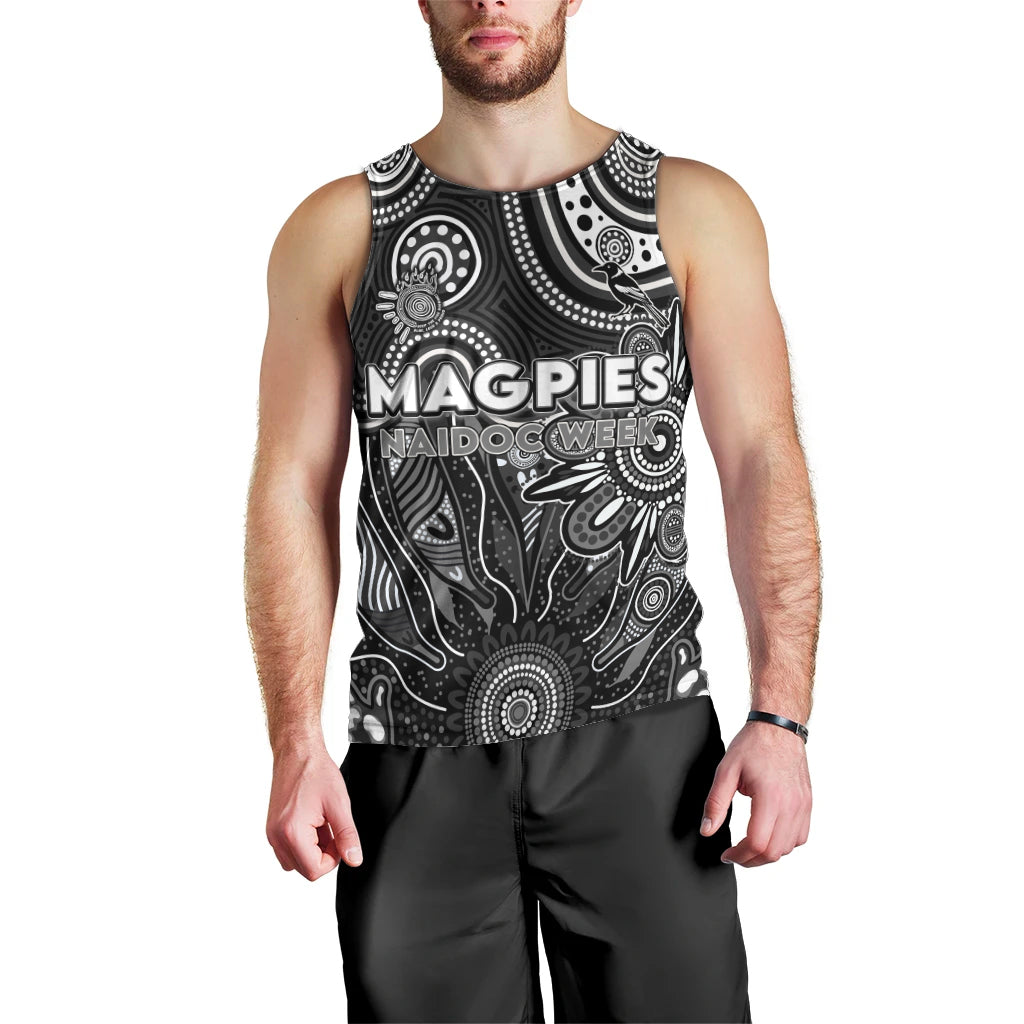 Personalised Magpies NAIDOC Week 2024 Men Tank Top Aussie Aboriginal Art - Vibe Hoodie Shop