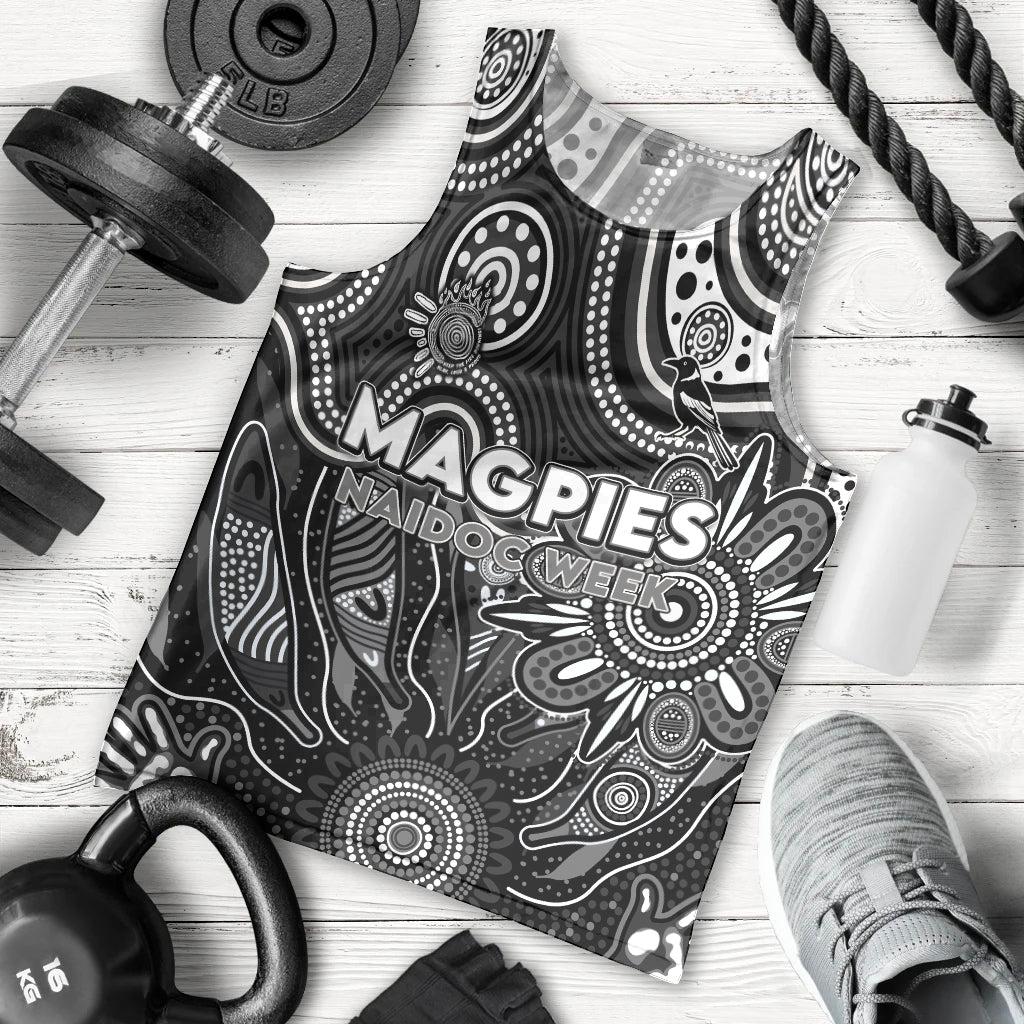 Personalised Magpies NAIDOC Week 2024 Men Tank Top Aussie Aboriginal Art - Vibe Hoodie Shop
