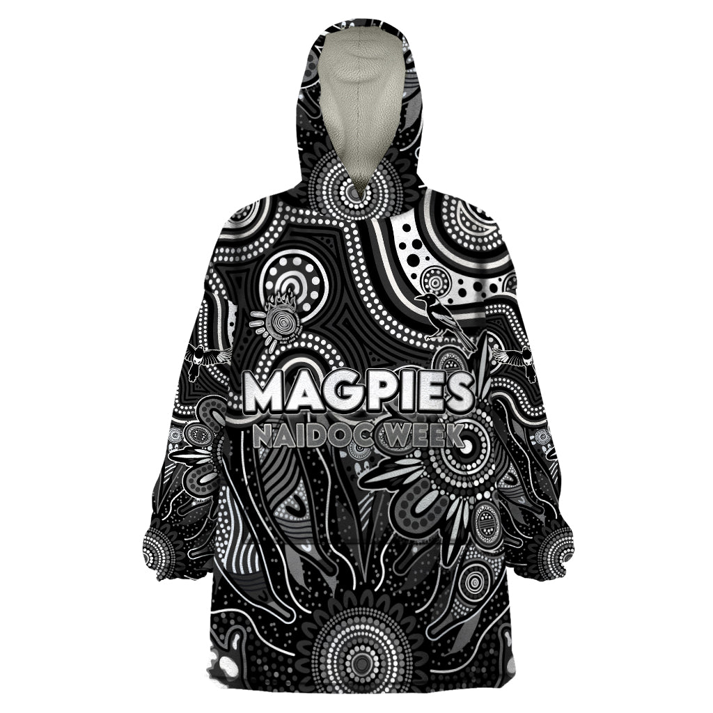 Personalised Magpies NAIDOC Week 2024 Wearable Blanket Hoodie Aussie Aboriginal Art - Vibe Hoodie Shop