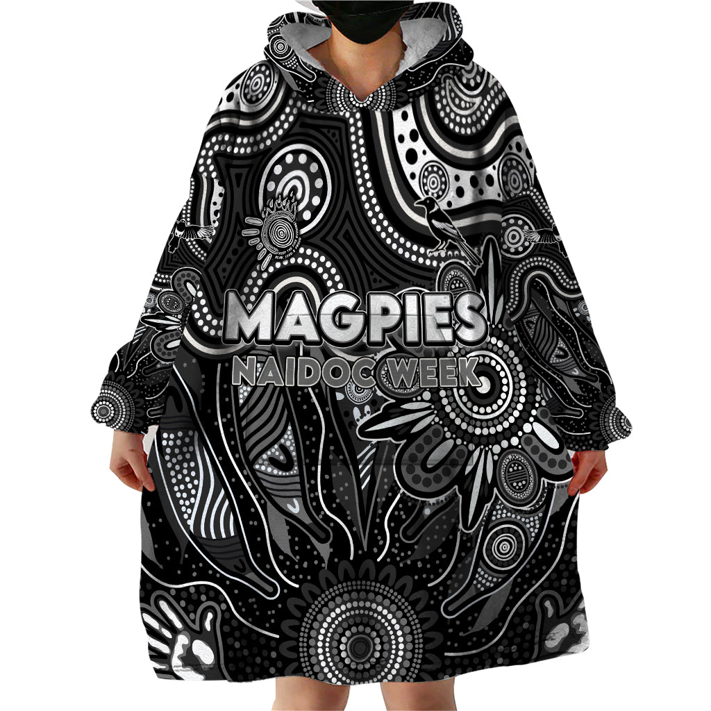 Personalised Magpies NAIDOC Week 2024 Wearable Blanket Hoodie Aussie Aboriginal Art - Vibe Hoodie Shop