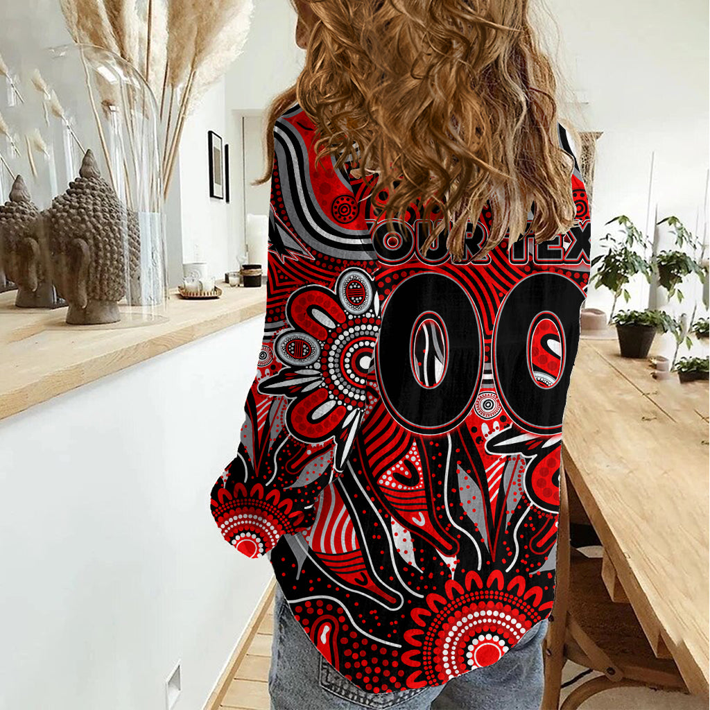 Personalised Bombers NAIDOC Week 2024 Women Casual Shirt Aussie Aboriginal Art - Vibe Hoodie Shop