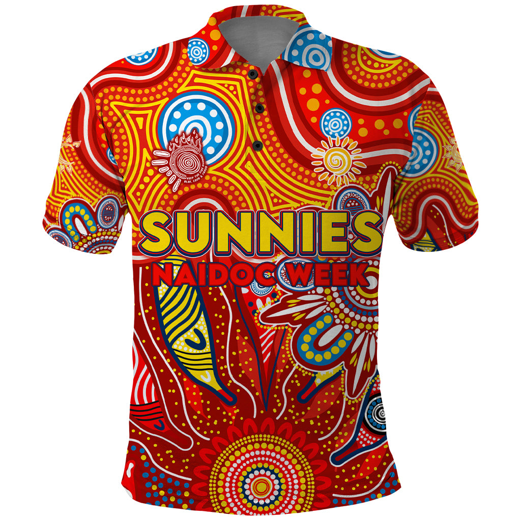 Personalised Sunnies NAIDOC Week 2024 Polo Shirt Aussie Aboriginal Art - Vibe Hoodie Shop