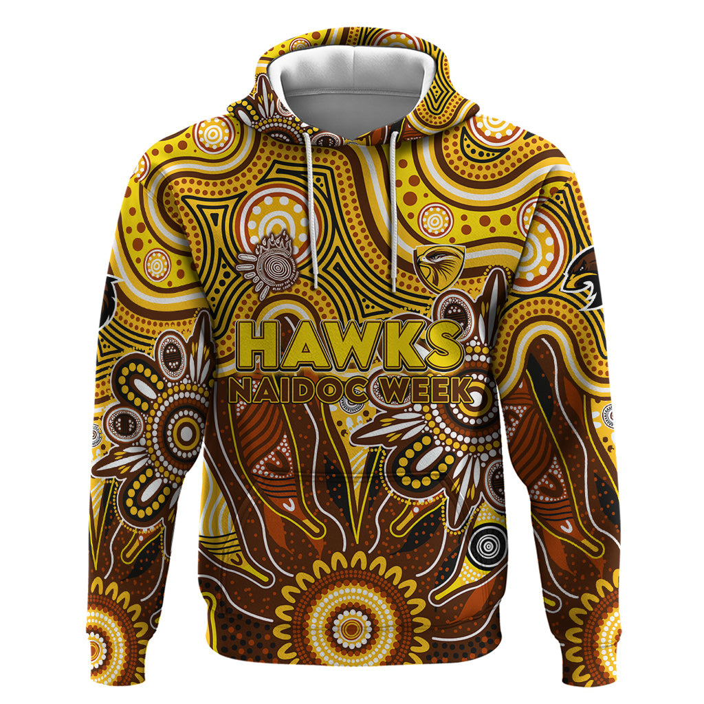 Personalised Hawks NAIDOC Week 2024 Hoodie Aussie Aboriginal Art - Vibe Hoodie Shop
