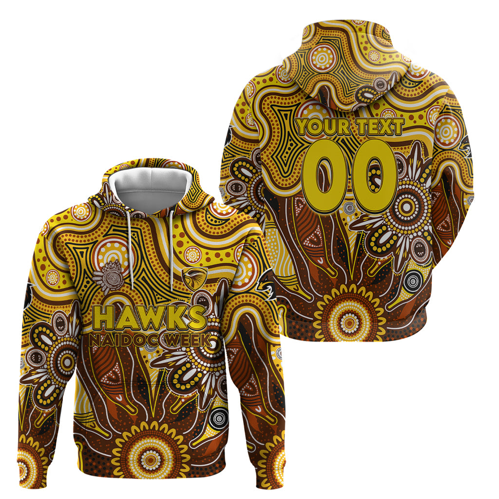 Personalised Hawks NAIDOC Week 2024 Hoodie Aussie Aboriginal Art - Vibe Hoodie Shop