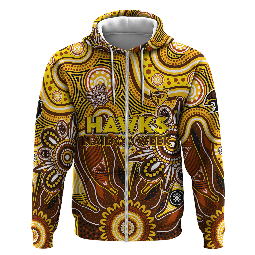 Personalised Hawks NAIDOC Week 2024 Hoodie Aussie Aboriginal Art - Vibe Hoodie Shop