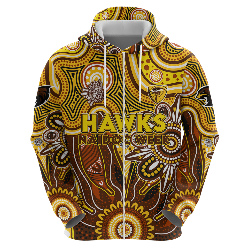 Personalised Hawks NAIDOC Week 2024 Hoodie Aussie Aboriginal Art - Vibe Hoodie Shop