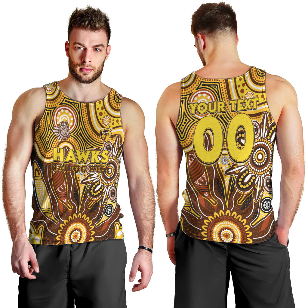 Personalised Hawks NAIDOC Week 2024 Men Tank Top Aussie Aboriginal Art - Vibe Hoodie Shop
