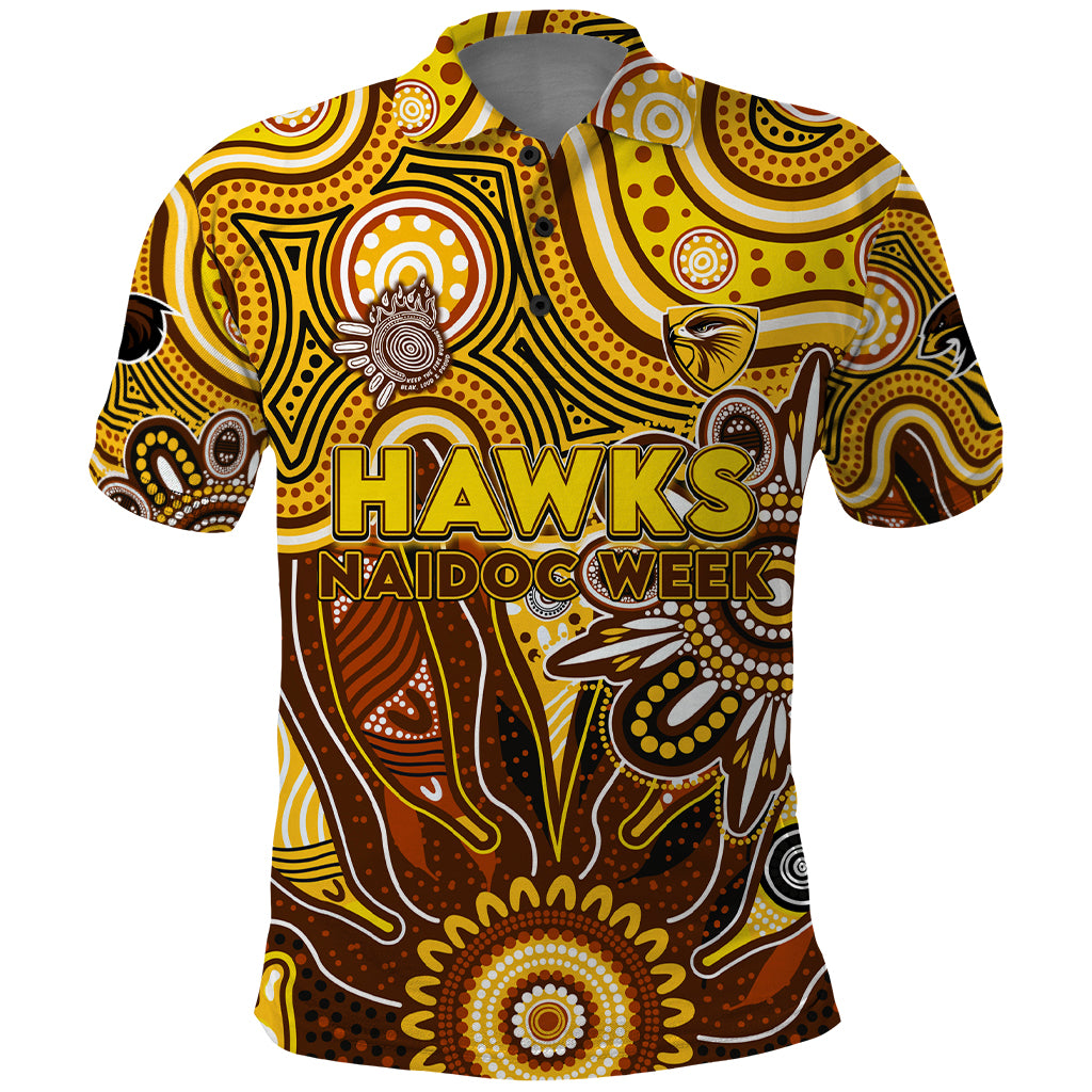 Personalised Hawks NAIDOC Week 2024 Polo Shirt Aussie Aboriginal Art - Vibe Hoodie Shop