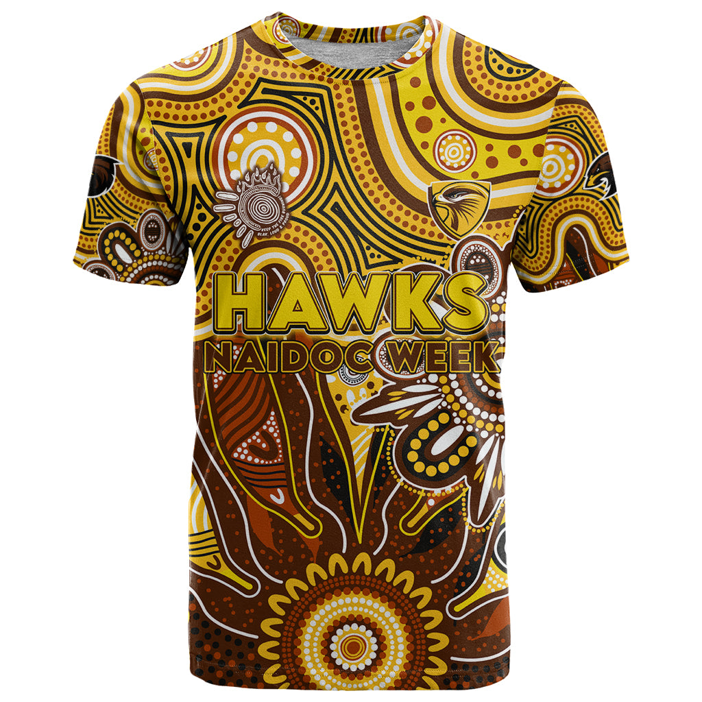 Personalised Hawks NAIDOC Week 2024 T Shirt Aussie Aboriginal Art - Vibe Hoodie Shop