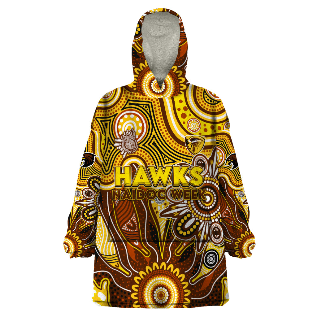 Personalised Hawks NAIDOC Week 2024 Wearable Blanket Hoodie Aussie Aboriginal Art - Vibe Hoodie Shop