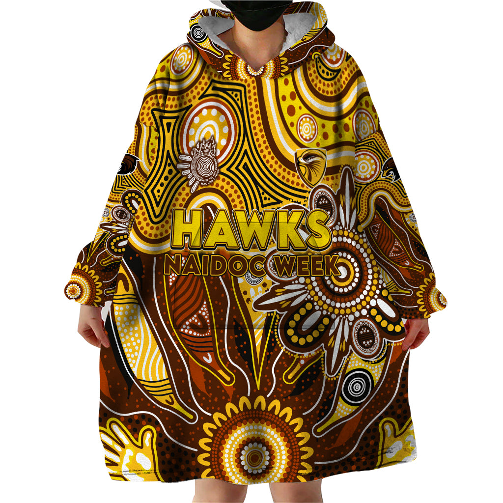 Personalised Hawks NAIDOC Week 2024 Wearable Blanket Hoodie Aussie Aboriginal Art - Vibe Hoodie Shop