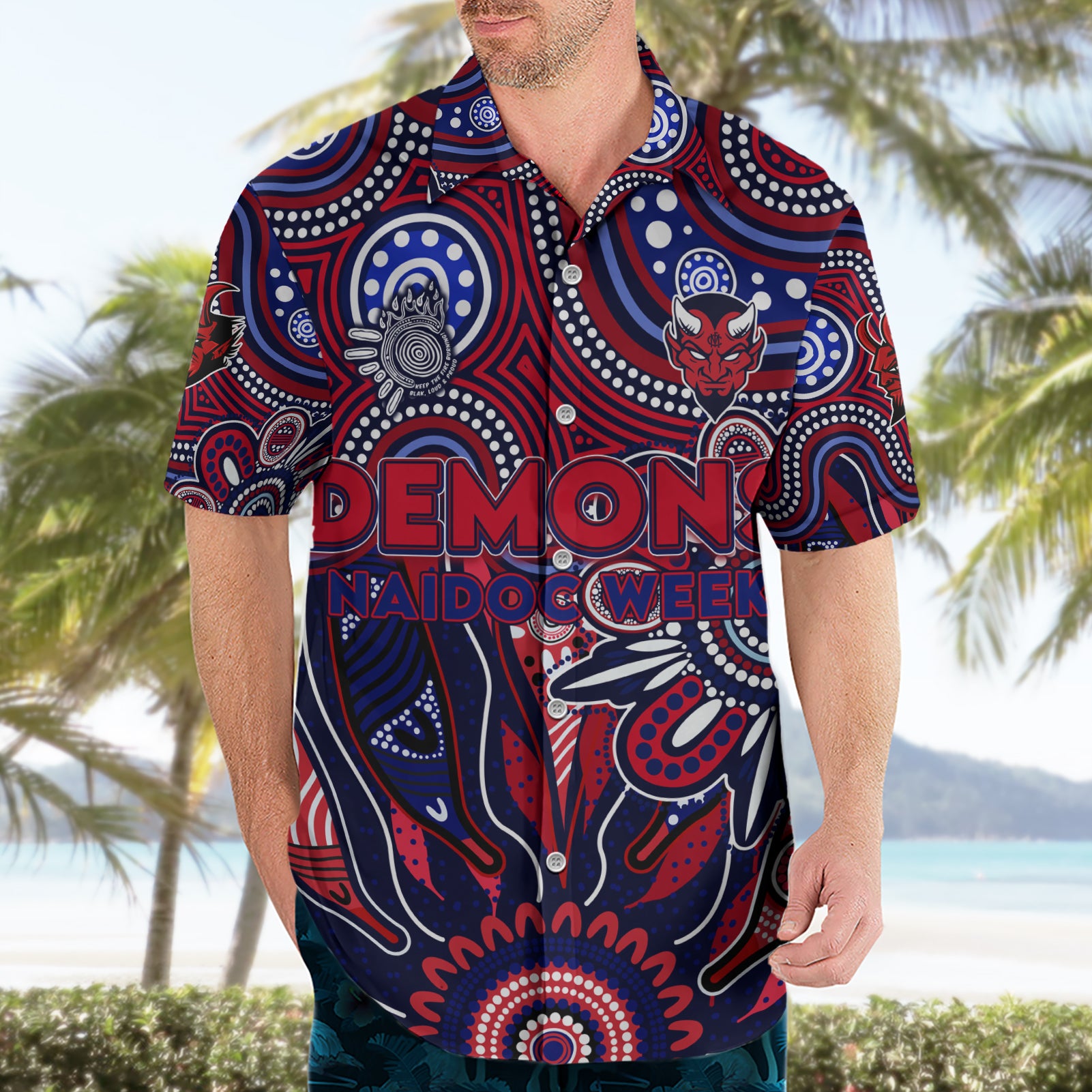 Personalised Demons NAIDOC Week 2024 Hawaiian Shirt Aussie Aboriginal Art - Vibe Hoodie Shop