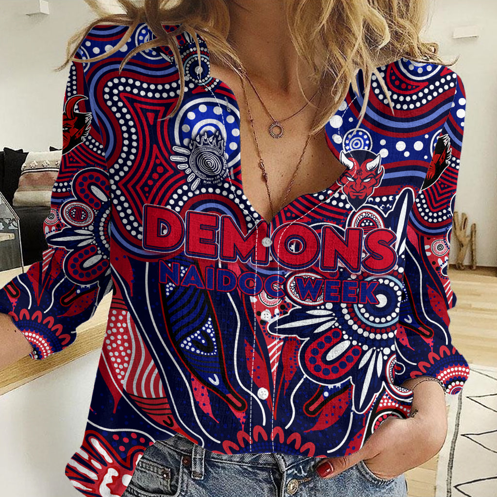 Personalised Demons NAIDOC Week 2024 Women Casual Shirt Aussie Aboriginal Art - Vibe Hoodie Shop