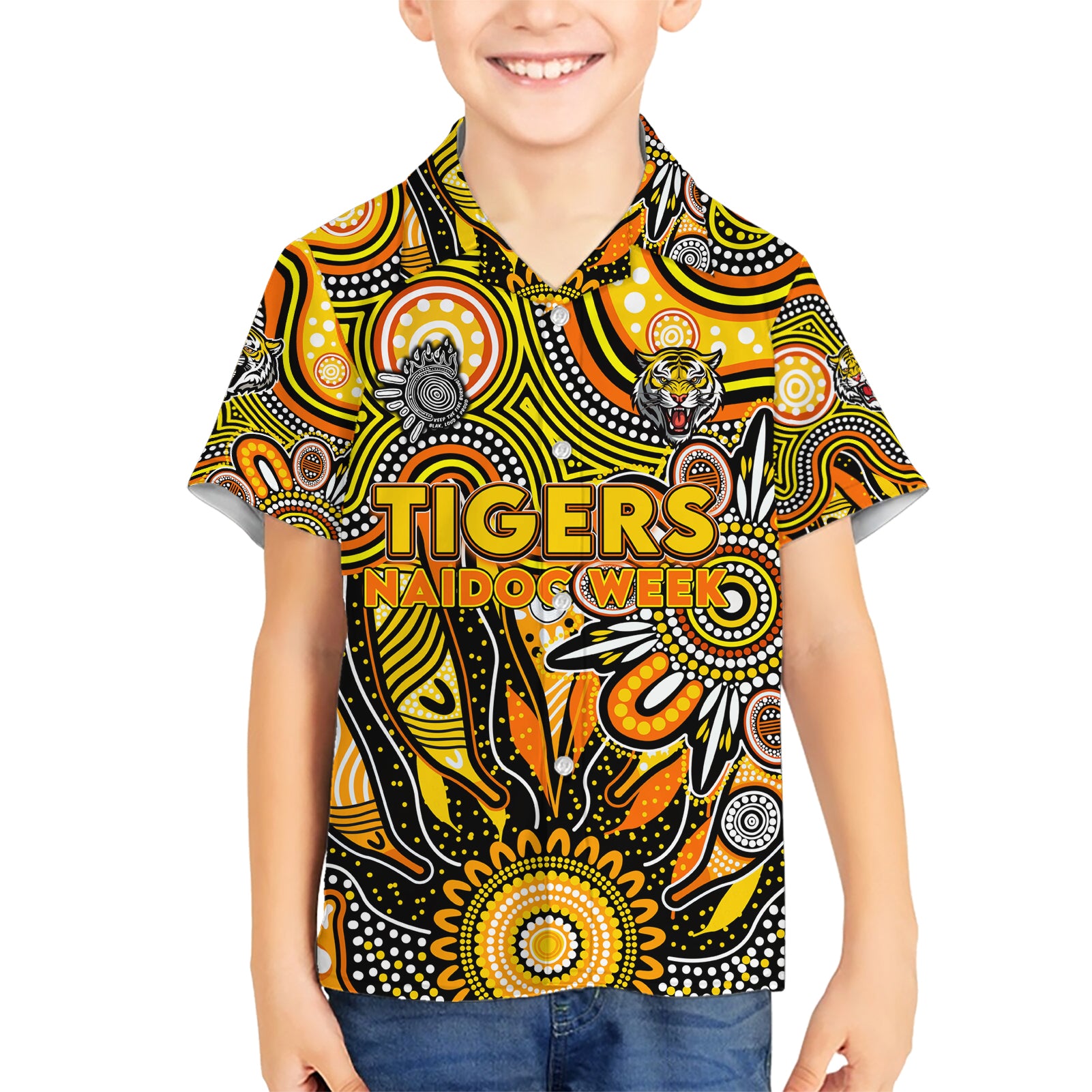 Personalised Tiger NAIDOC Week 2024 Hawaiian Shirt Aussie Aboriginal Art - Vibe Hoodie Shop