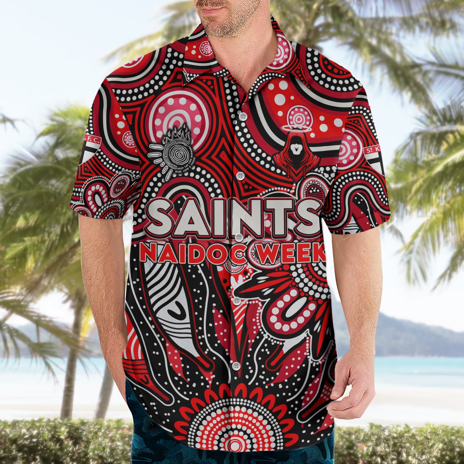 Personalised Saints NAIDOC Week 2024 Hawaiian Shirt Aussie Aboriginal Art - Vibe Hoodie Shop