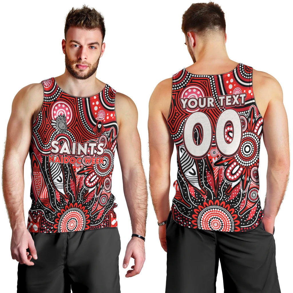 Personalised Saints NAIDOC Week 2024 Men Tank Top Aussie Aboriginal Art - Vibe Hoodie Shop