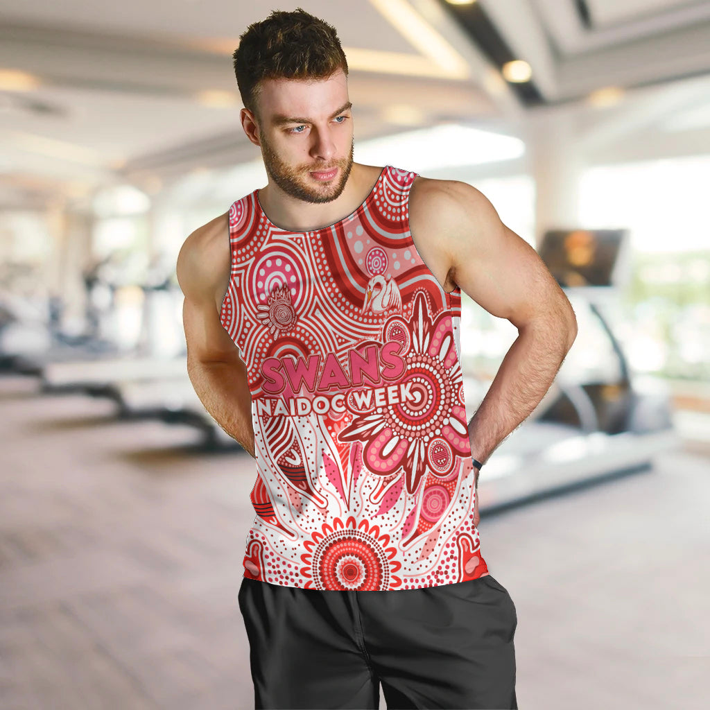 Personalised Swans NAIDOC Week 2024 Men Tank Top Aussie Aboriginal Art - Vibe Hoodie Shop