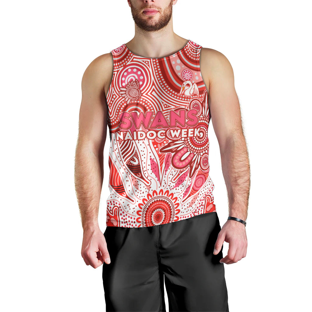 Personalised Swans NAIDOC Week 2024 Men Tank Top Aussie Aboriginal Art - Vibe Hoodie Shop
