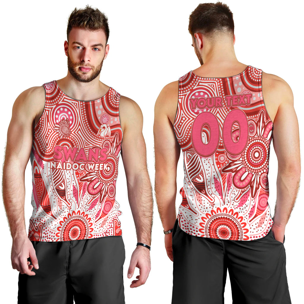 Personalised Swans NAIDOC Week 2024 Men Tank Top Aussie Aboriginal Art - Vibe Hoodie Shop