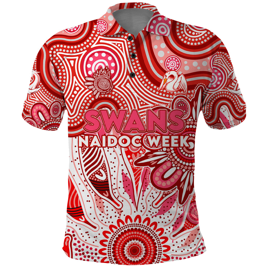 Personalised Swans NAIDOC Week 2024 Polo Shirt Aussie Aboriginal Art - Vibe Hoodie Shop