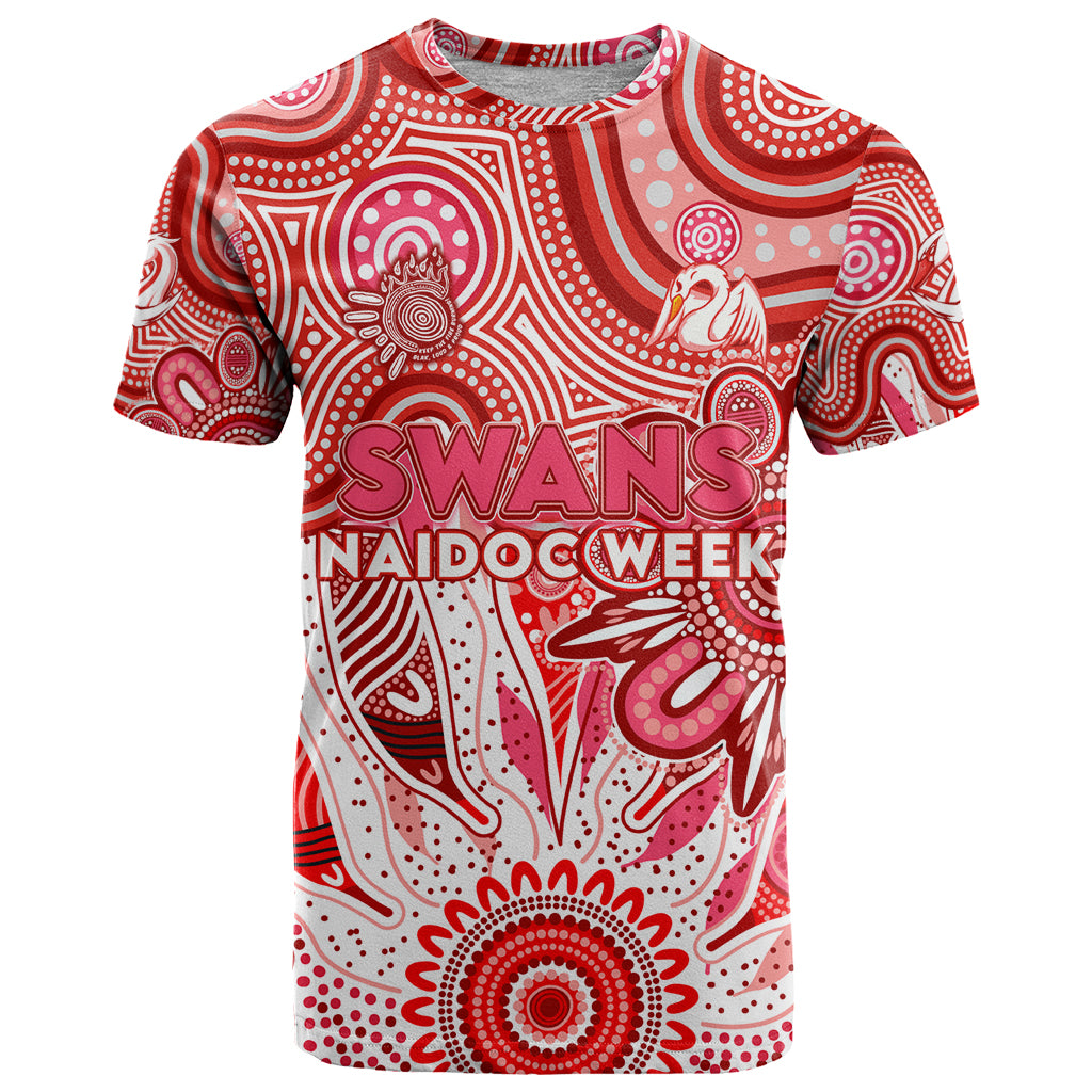 Personalised Swans NAIDOC Week 2024 T Shirt Aussie Aboriginal Art - Vibe Hoodie Shop