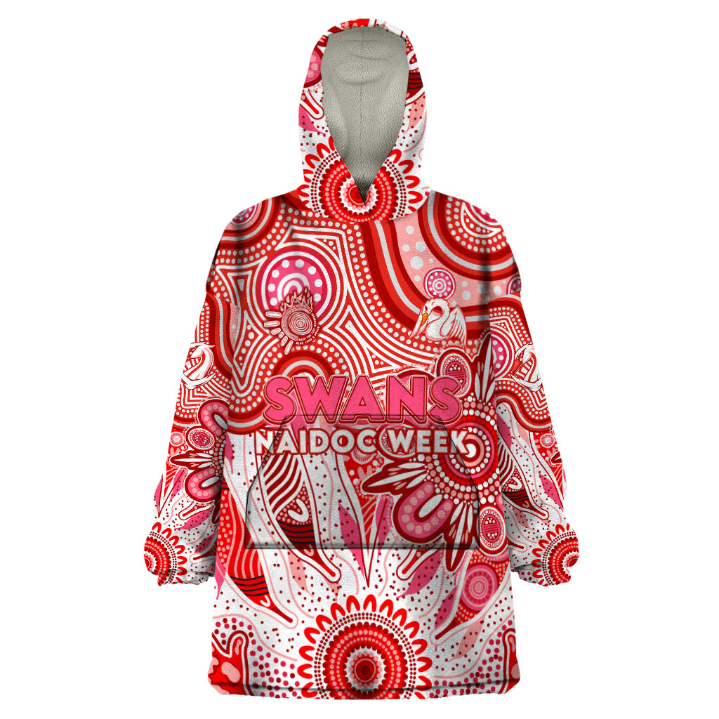 Personalised Swans NAIDOC Week 2024 Wearable Blanket Hoodie Aussie Aboriginal Art - Vibe Hoodie Shop