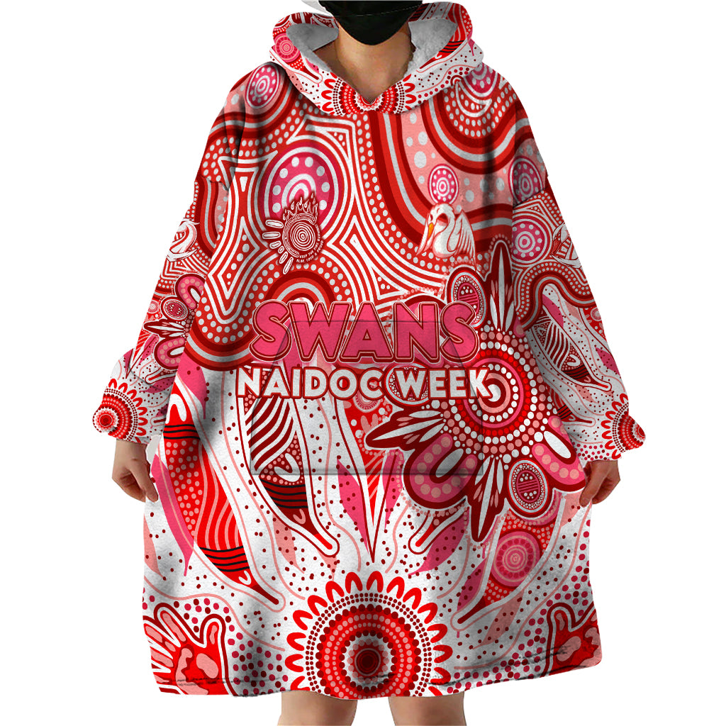 Personalised Swans NAIDOC Week 2024 Wearable Blanket Hoodie Aussie Aboriginal Art - Vibe Hoodie Shop