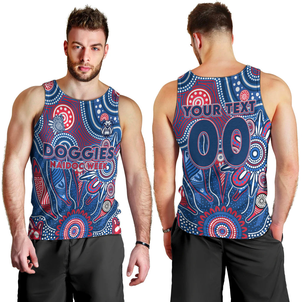 Personalised Bulldogs NAIDOC Week 2024 Men Tank Top Aussie Aboriginal Art - Vibe Hoodie Shop