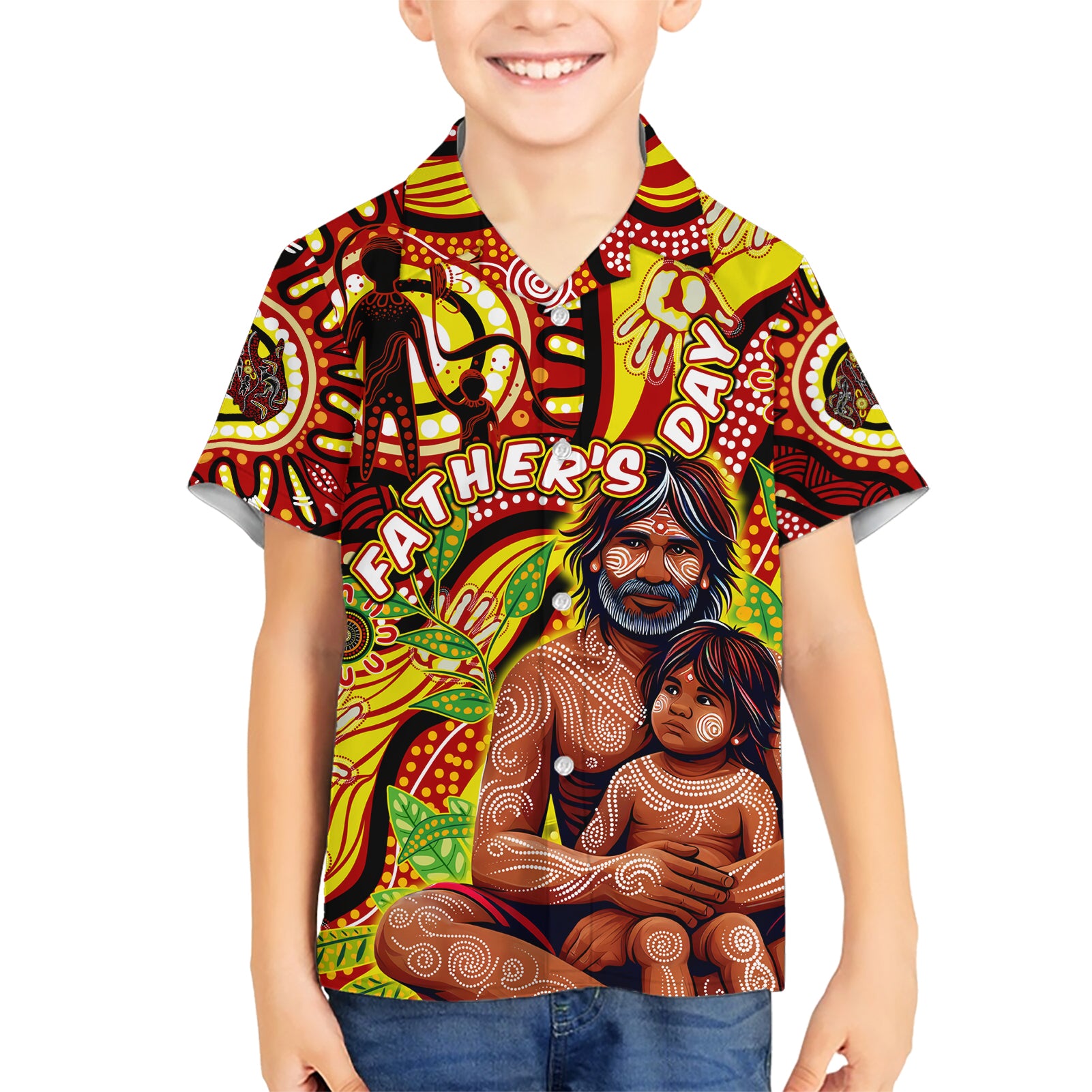 Custom Australia Father's Day Hawaiian Shirt Aboriginal Father and Son - Vibe Hoodie Shop