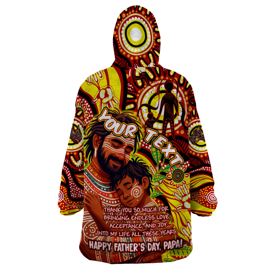 Custom Australia Father's Day Wearable Blanket Hoodie Aboriginal Father and Son - Vibe Hoodie Shop