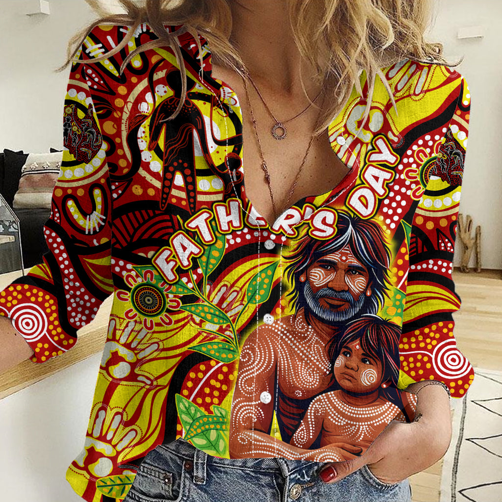 Custom Australia Father's Day Women Casual Shirt Aboriginal Father and Son - Vibe Hoodie Shop