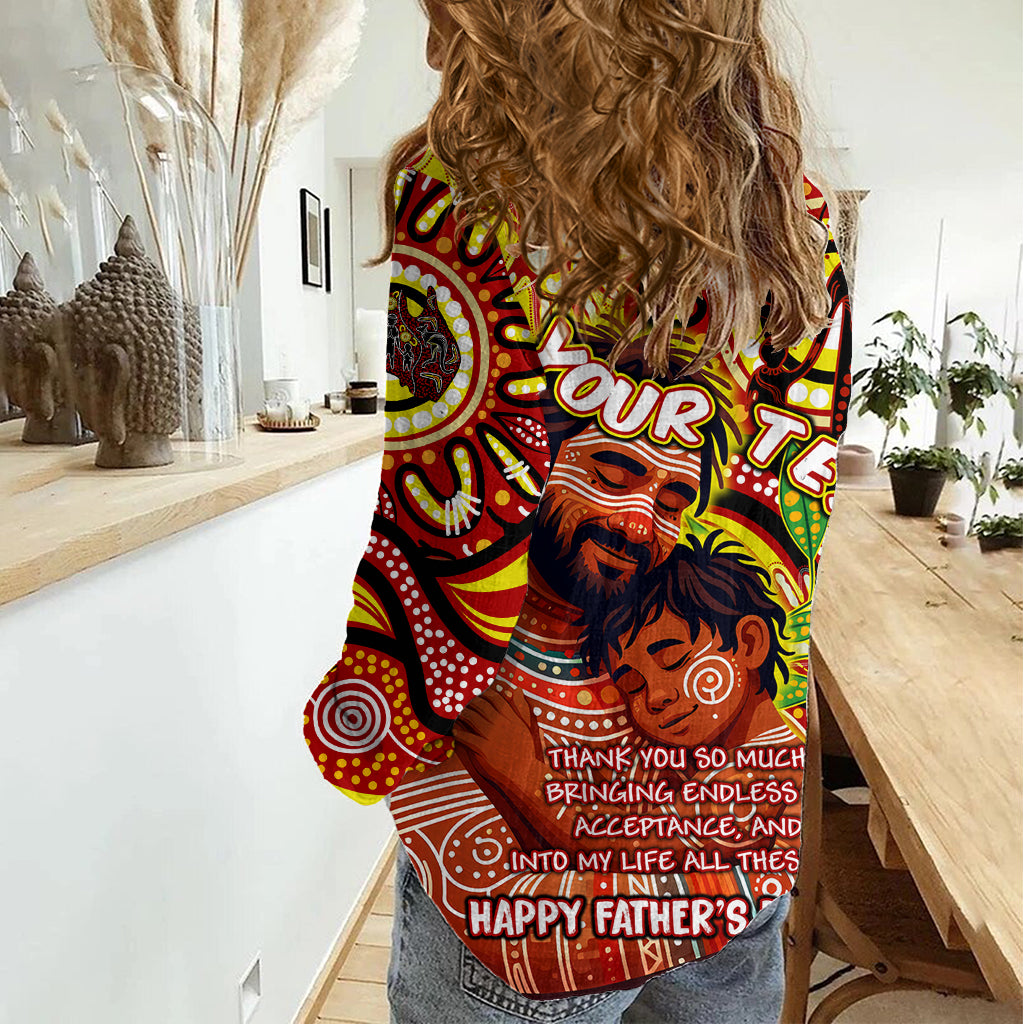 Custom Australia Father's Day Women Casual Shirt Aboriginal Father and Son - Vibe Hoodie Shop