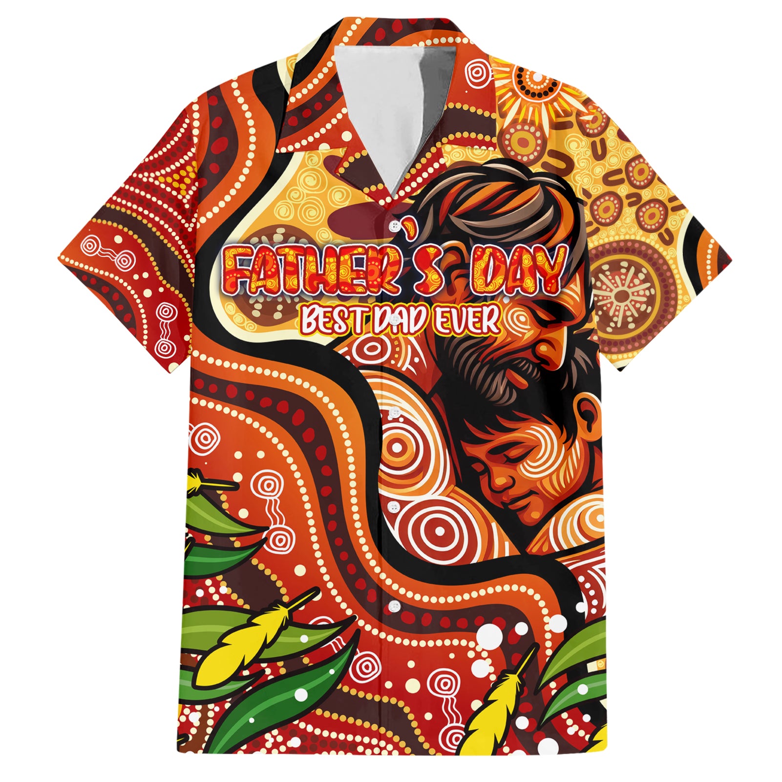 Custom Father's Day Australia Hawaiian Shirt Best Dad Ever Aboriginal Art - Vibe Hoodie Shop