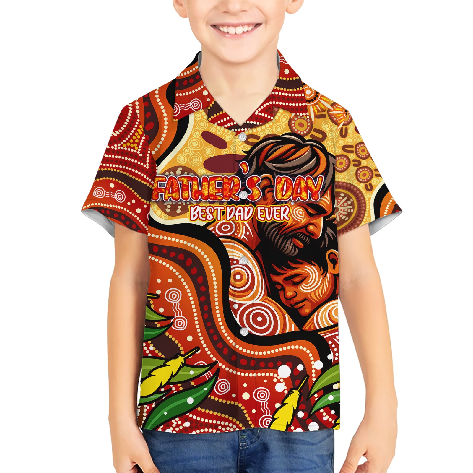 Custom Father's Day Australia Hawaiian Shirt Best Dad Ever Aboriginal Art - Vibe Hoodie Shop