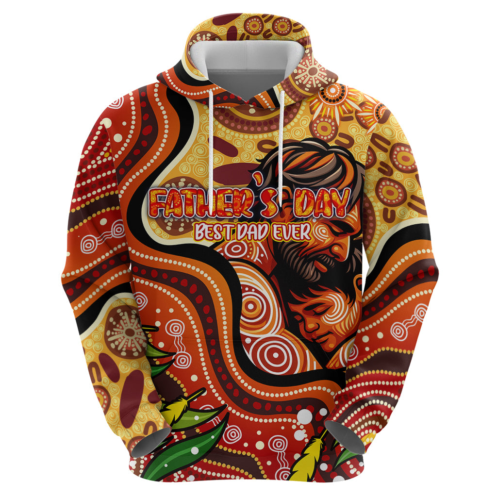 Custom Father's Day Australia Hoodie Best Dad Ever Aboriginal Art - Vibe Hoodie Shop
