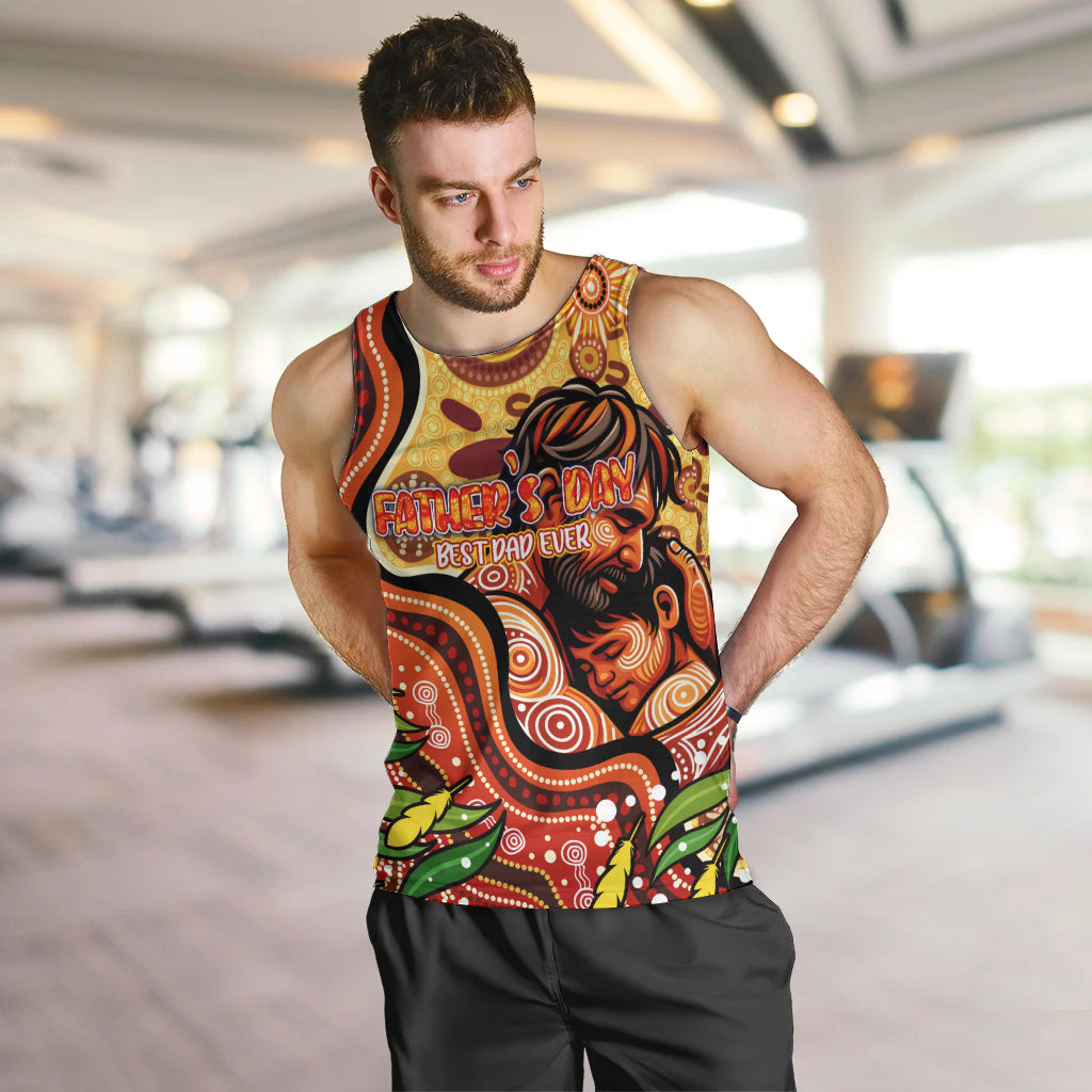 Custom Father's Day Australia Men Tank Top Best Dad Ever Aboriginal Art - Vibe Hoodie Shop
