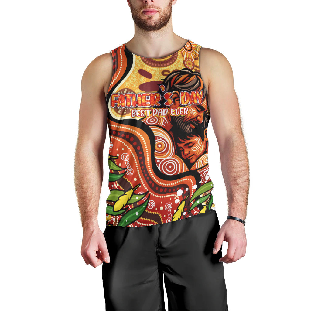 Custom Father's Day Australia Men Tank Top Best Dad Ever Aboriginal Art - Vibe Hoodie Shop