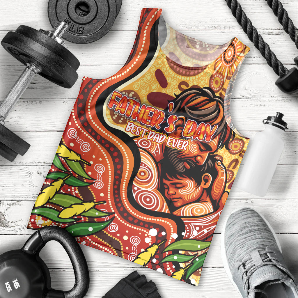 Custom Father's Day Australia Men Tank Top Best Dad Ever Aboriginal Art - Vibe Hoodie Shop