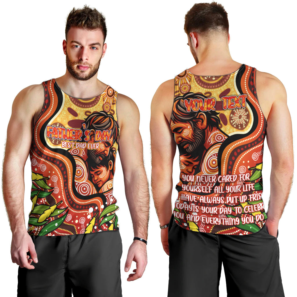 Custom Father's Day Australia Men Tank Top Best Dad Ever Aboriginal Art - Vibe Hoodie Shop