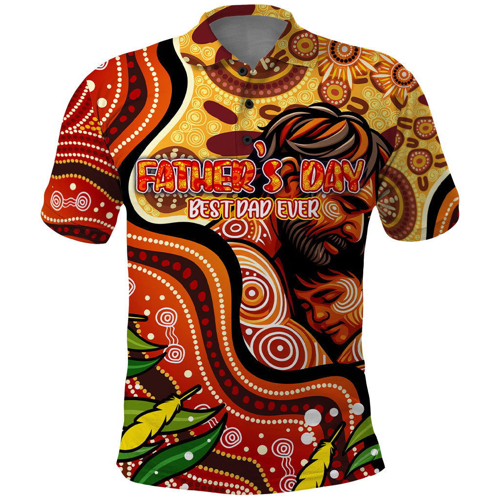 Custom Father's Day Australia Polo Shirt Best Dad Ever Aboriginal Art - Vibe Hoodie Shop